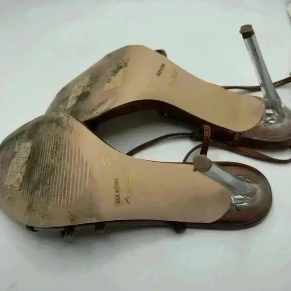 Anne Michelle FEISTY-05 Strappy Heels cognac clear stiletto Size 8 - Picture 3 of 4